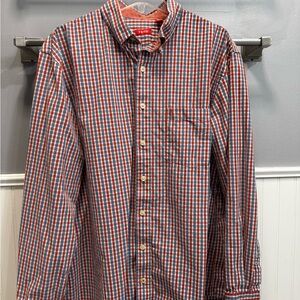 Izod Red and Blue Check Long-Sleeve Button-Down Shirt
